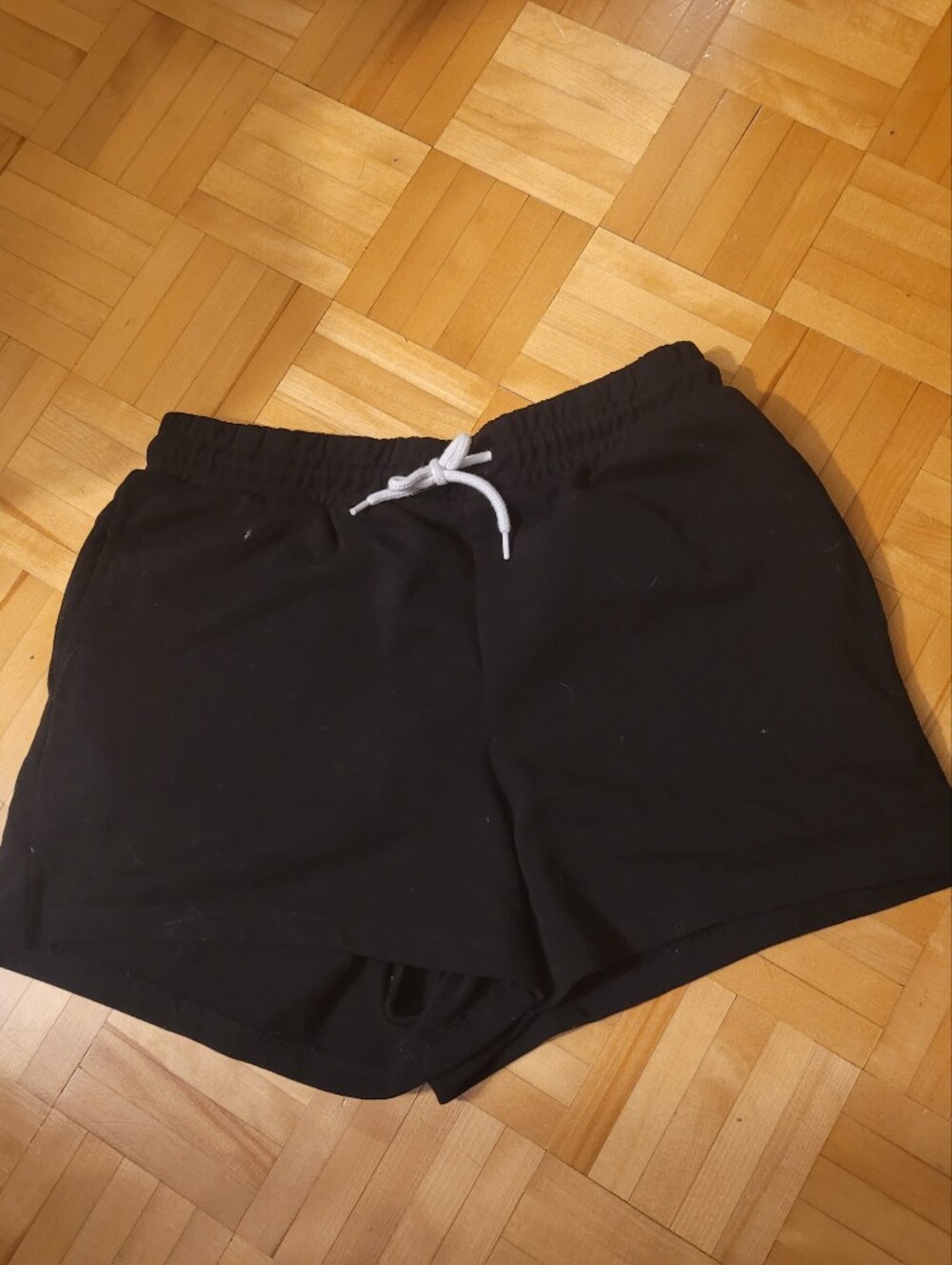 Only Black Athletic Drawstring Shorts with White Tie